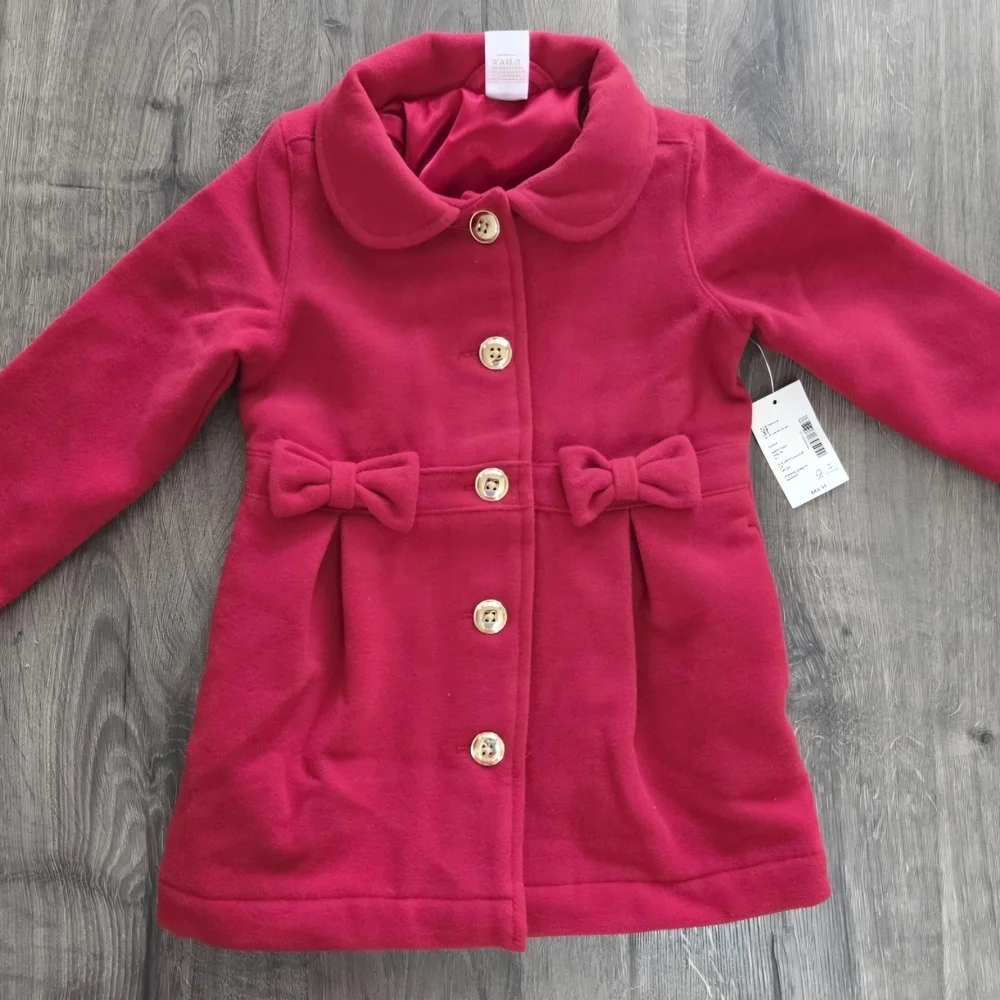 Gymboree Red Pea Coat with Bow Details Size 3t NWT